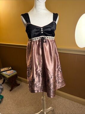 abc une face Vintage Y2K Satin Babydoll Empire Waist Minidress sz M Festival